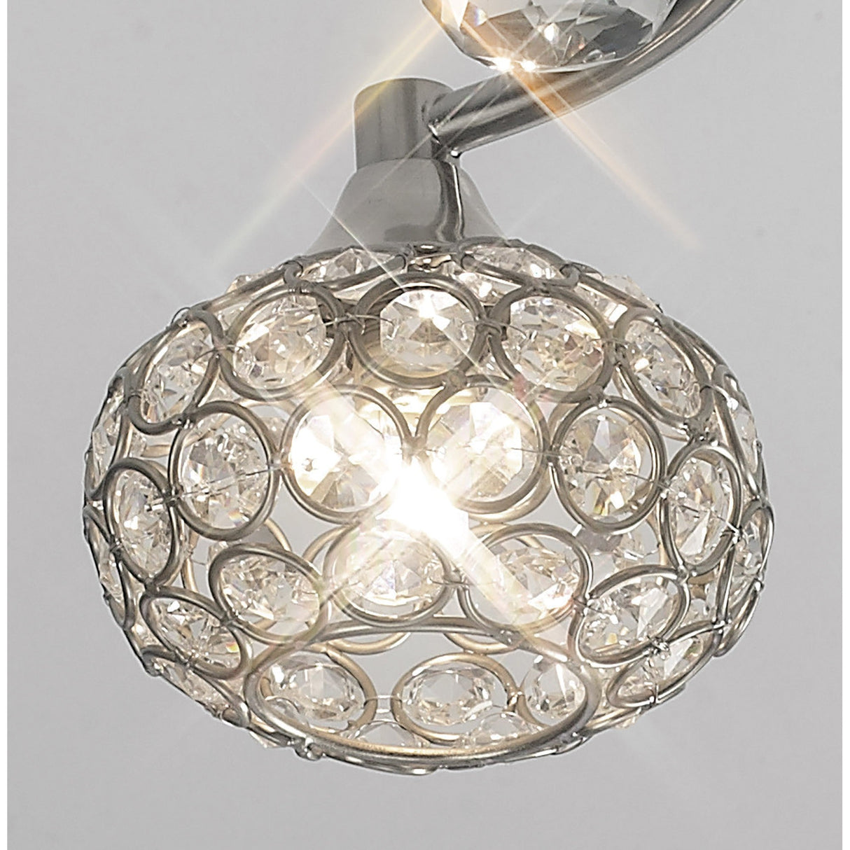 Cara 3 Light Crystal Semi-Flush Ceiling Light - Satin Nickel