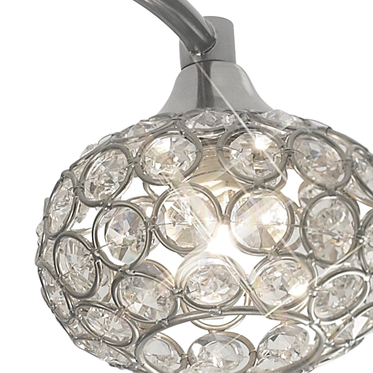 Cara 5 Light Crystal Semi-Flush Ceiling Light - Satin Nickel