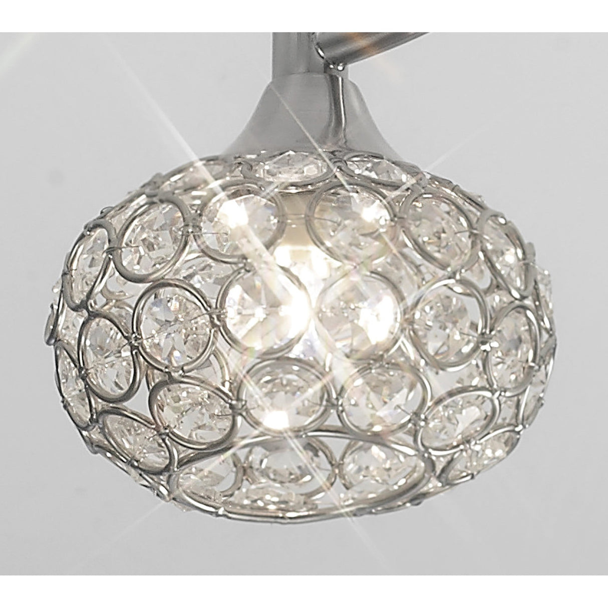 Cara 5 Light Crystal Semi-Flush Ceiling Light - Satin Nickel