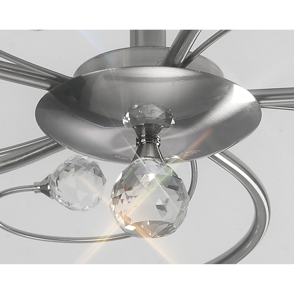 Cara 5 Light Crystal Semi-Flush Ceiling Light - Satin Nickel