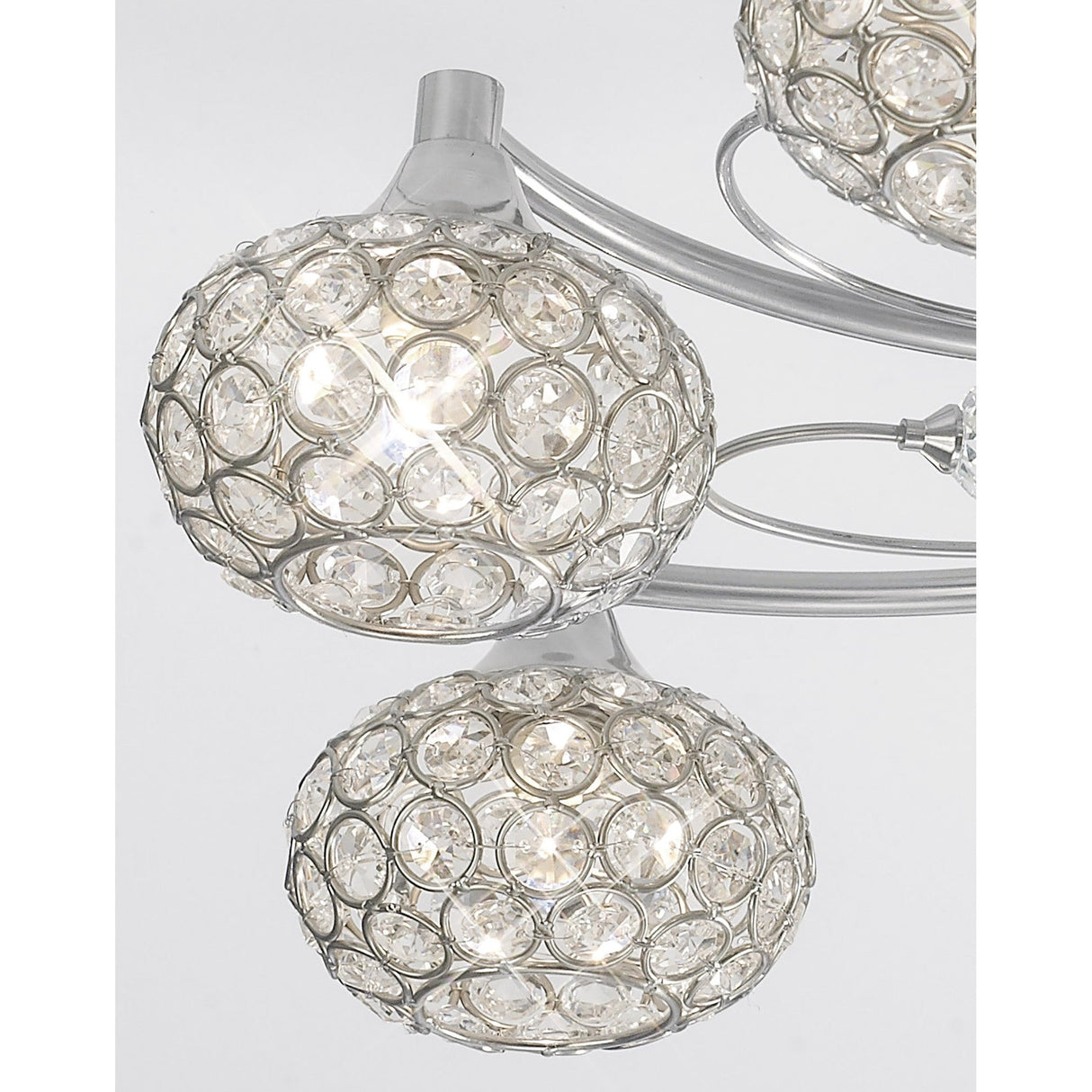 Cara 8 Light Crystal Semi-Flush Ceiling Light - Satin Nickel