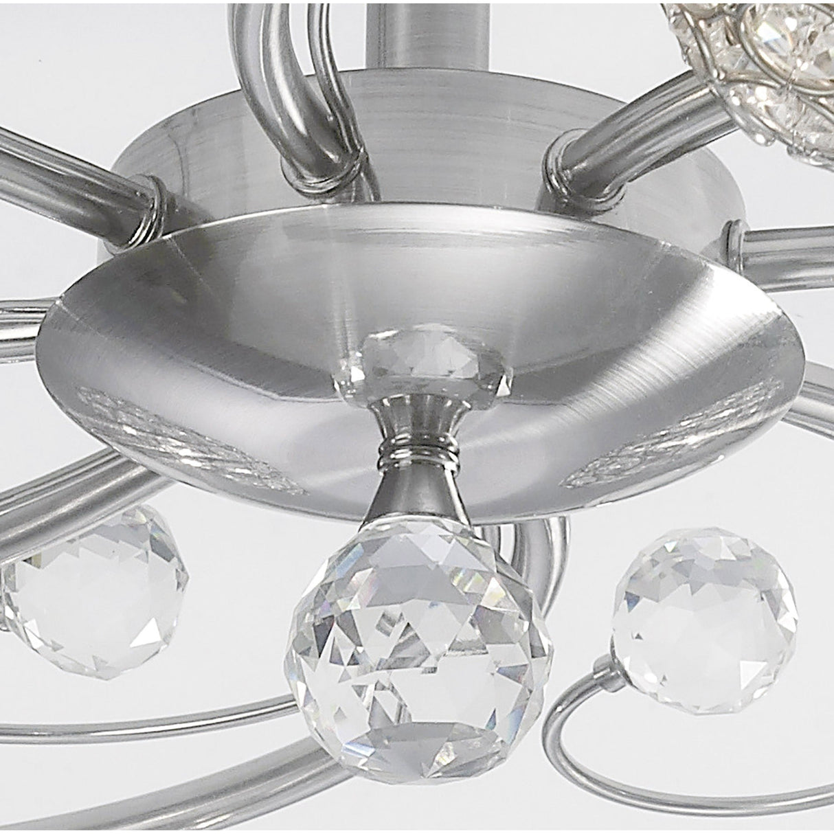Cara 8 Light Crystal Semi-Flush Ceiling Light - Satin Nickel