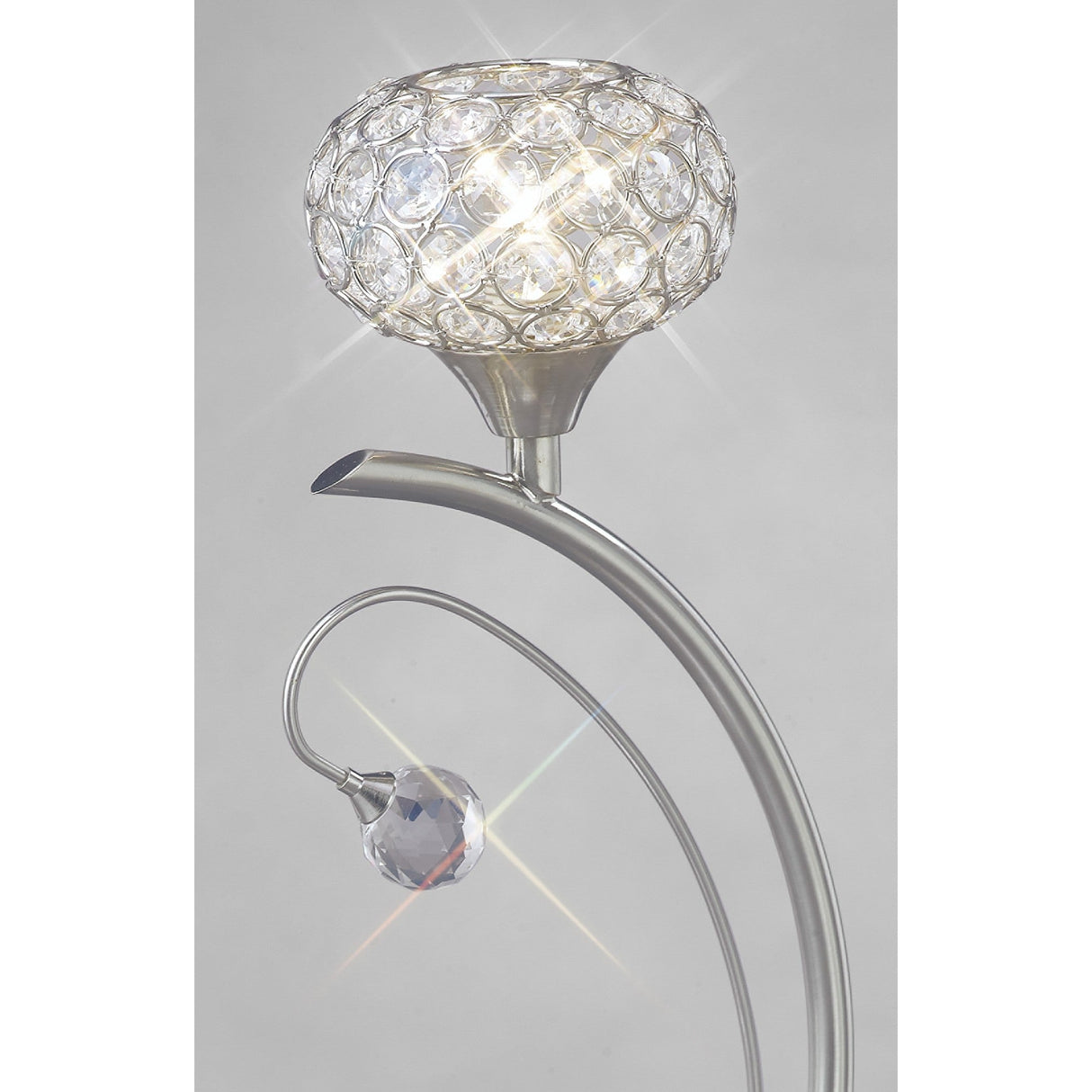 Cara 1 Light Crystal Table Lamp - Satin Nickel