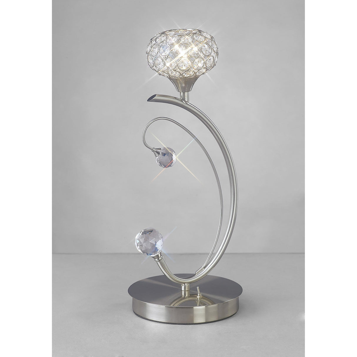 Cara 1 Light Crystal Table Lamp - Satin Nickel