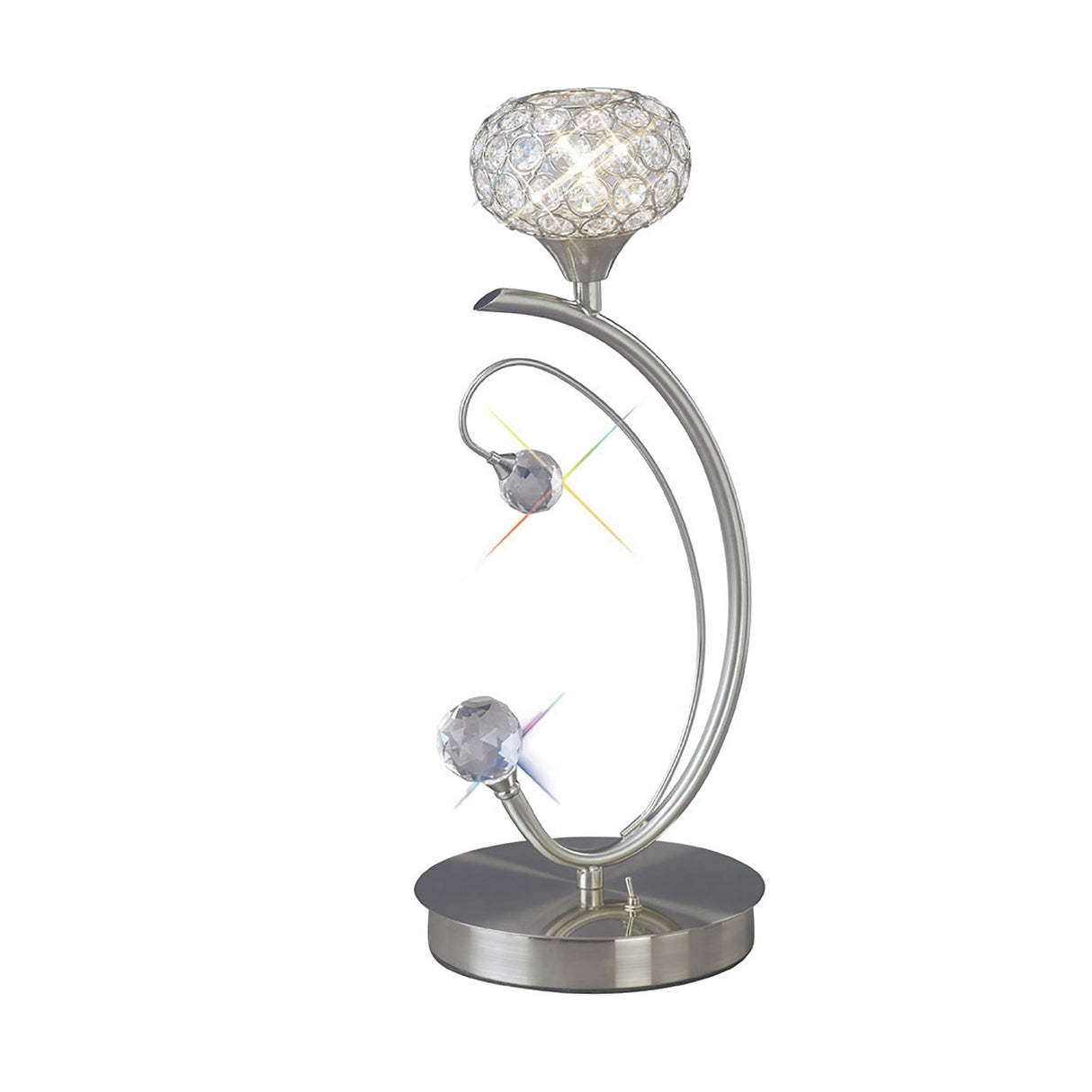 Cara 1 Light Crystal Table Lamp - Satin Nickel