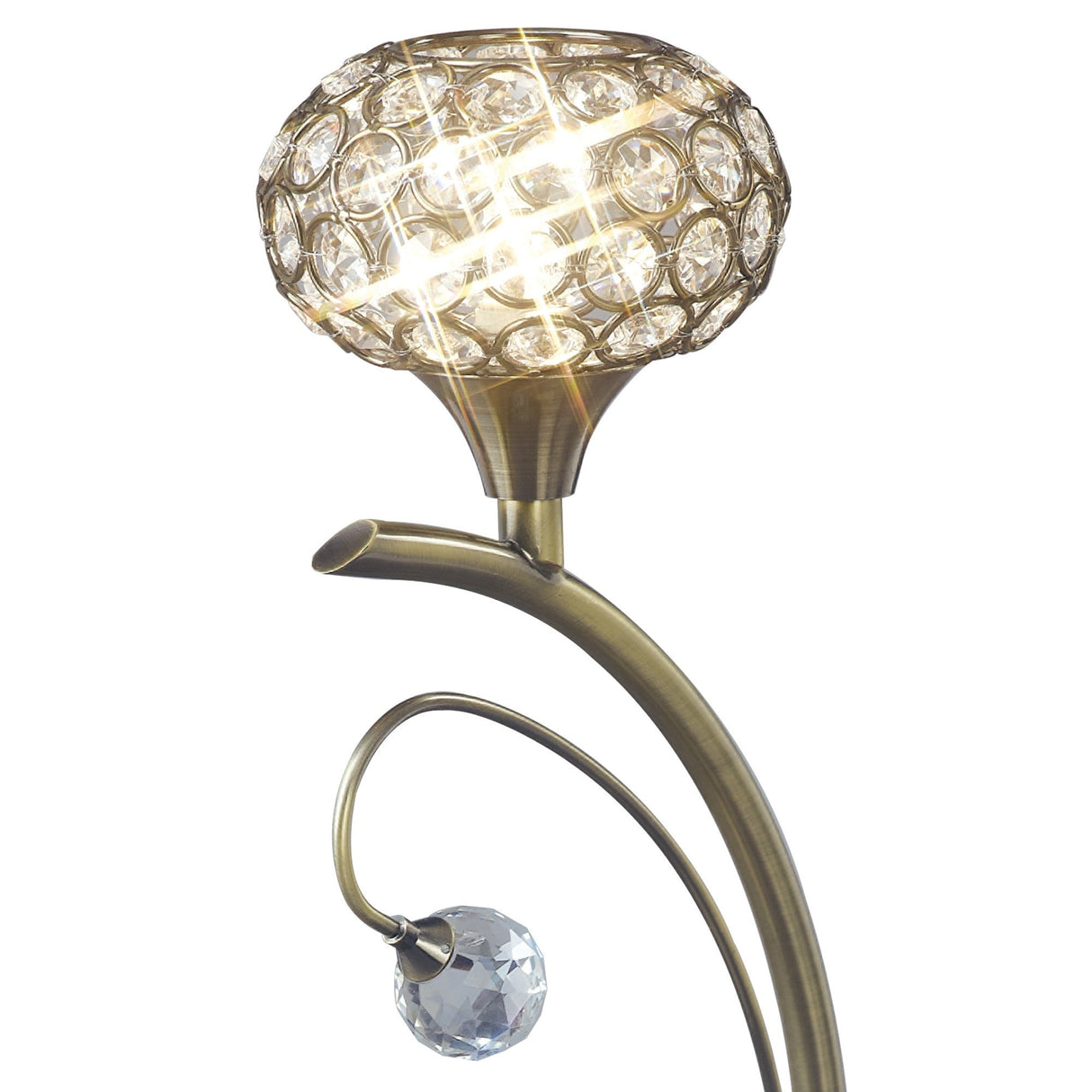 Cara 1 Light Crystal Table Lamp - Antique Brass