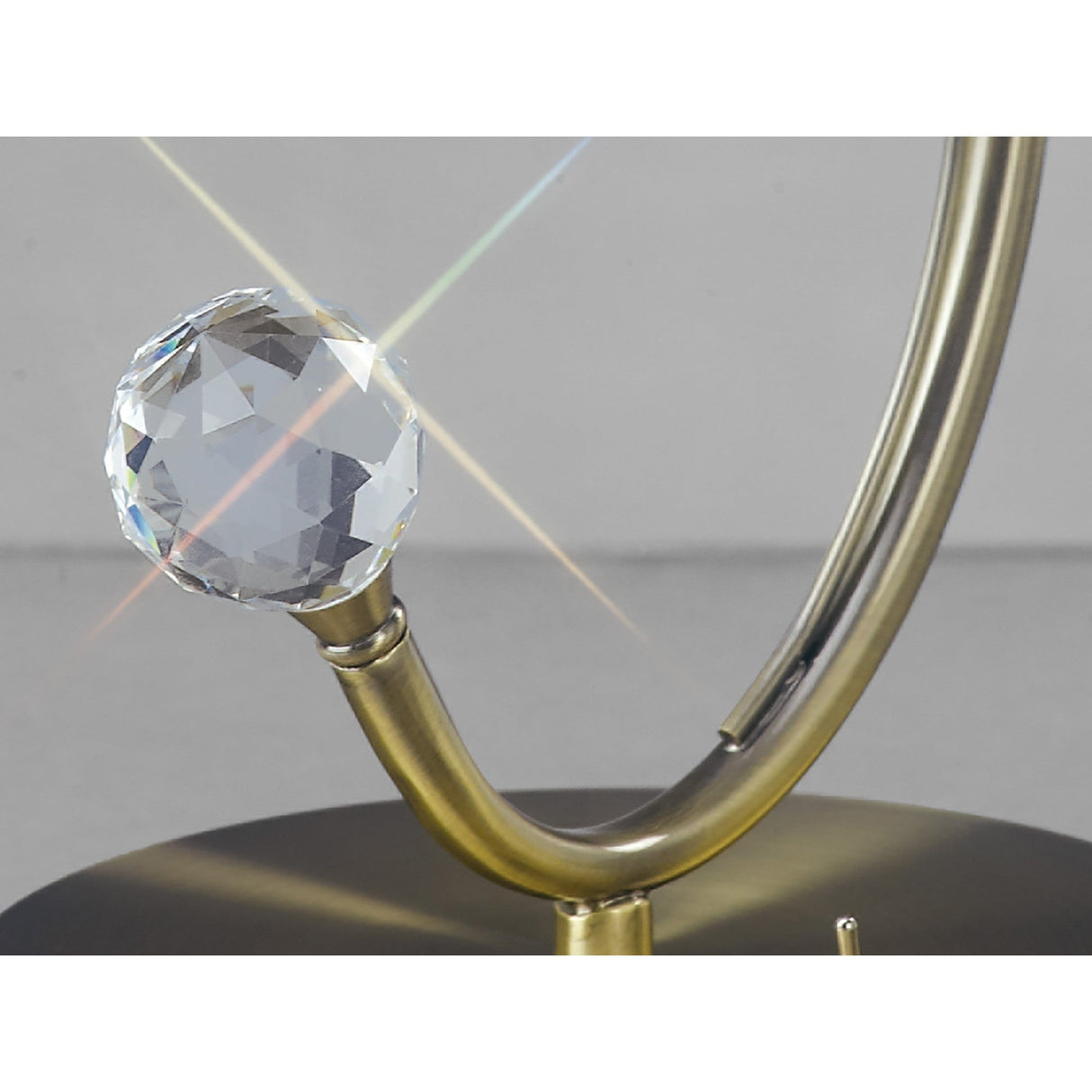 Cara 1 Light Crystal Table Lamp - Antique Brass