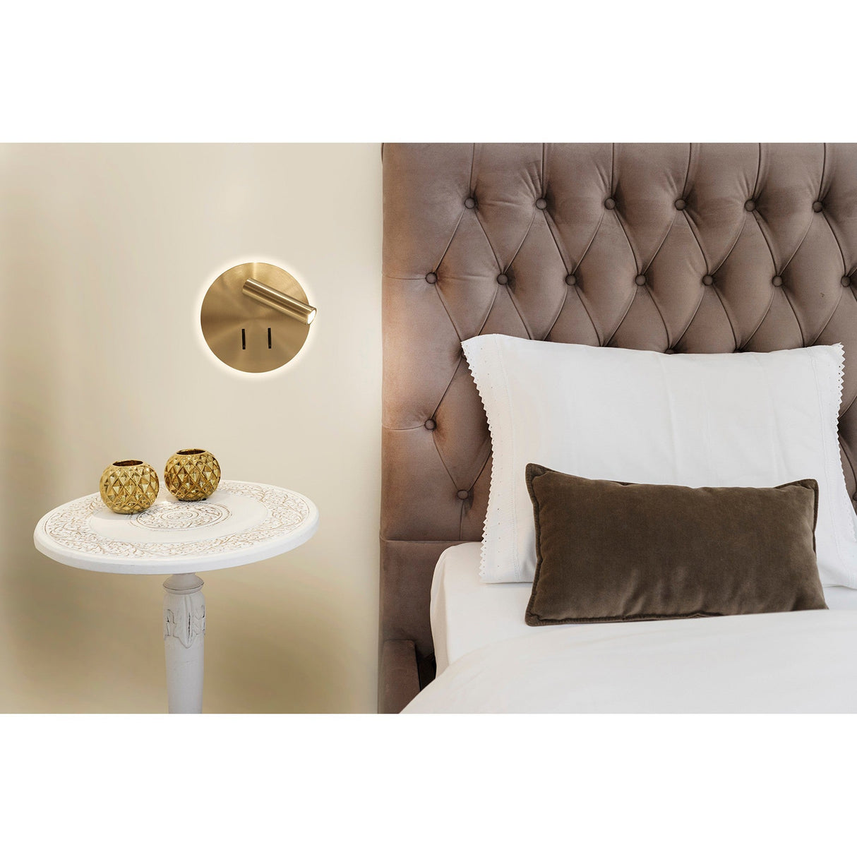 Cayman Round LED Wall/Reading Light With Switch - Satin Gold