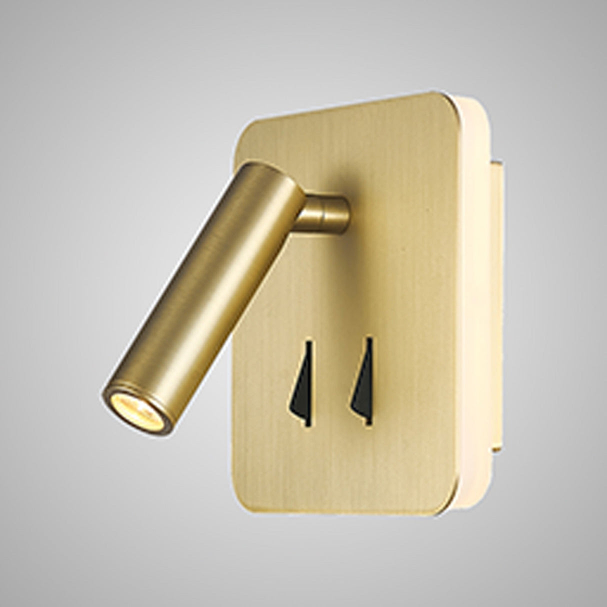 Cayman Square LED Wall/Reading Light With Switch - Satin Gold