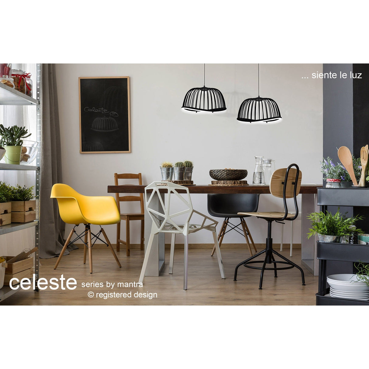 Celeste Small 2 Light LED Pendant Light 20W 3000K - Black