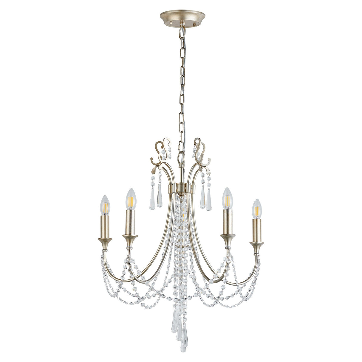 Celine 56cm 5 Light Crystal Chandelier - Aged Silver