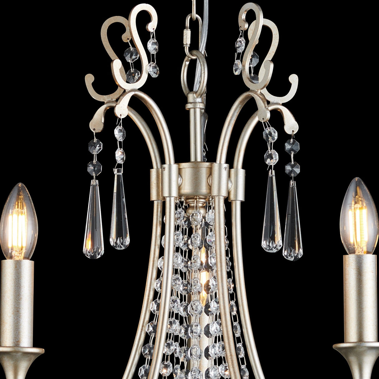 Celine 56cm 5 Light Crystal Chandelier - Aged Silver