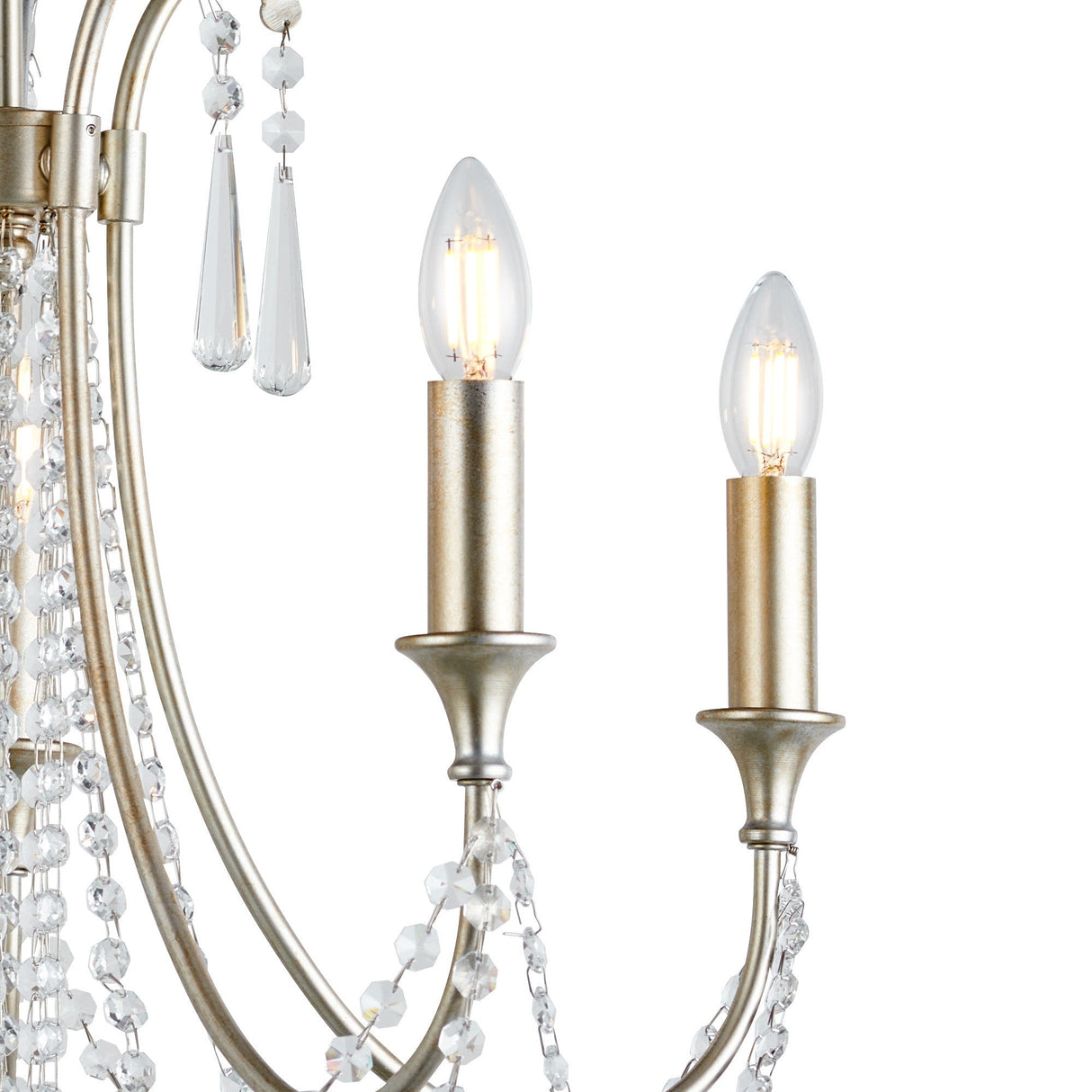 Celine 56cm 5 Light Crystal Chandelier - Aged Silver