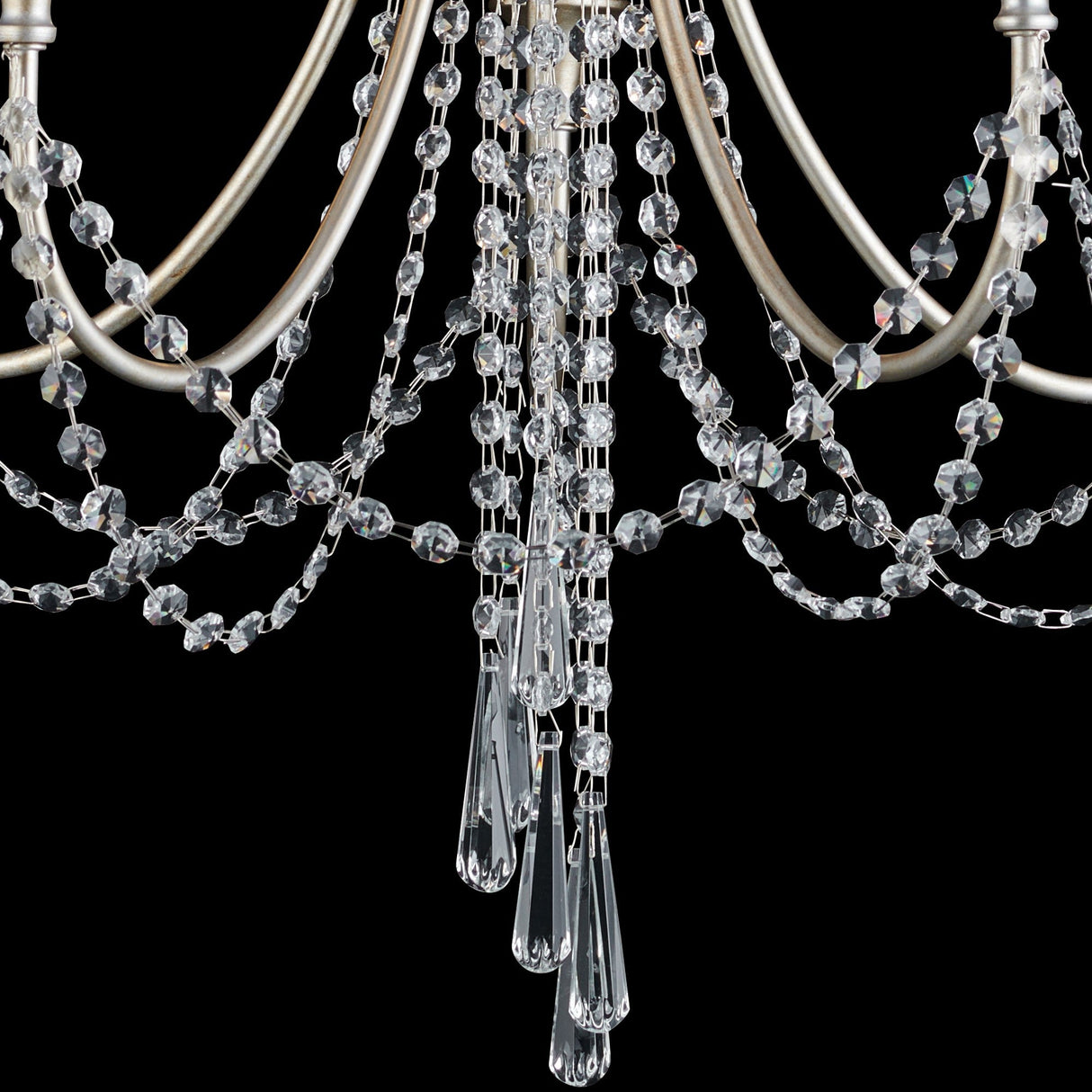 Celine 56cm 5 Light Crystal Chandelier - Aged Silver