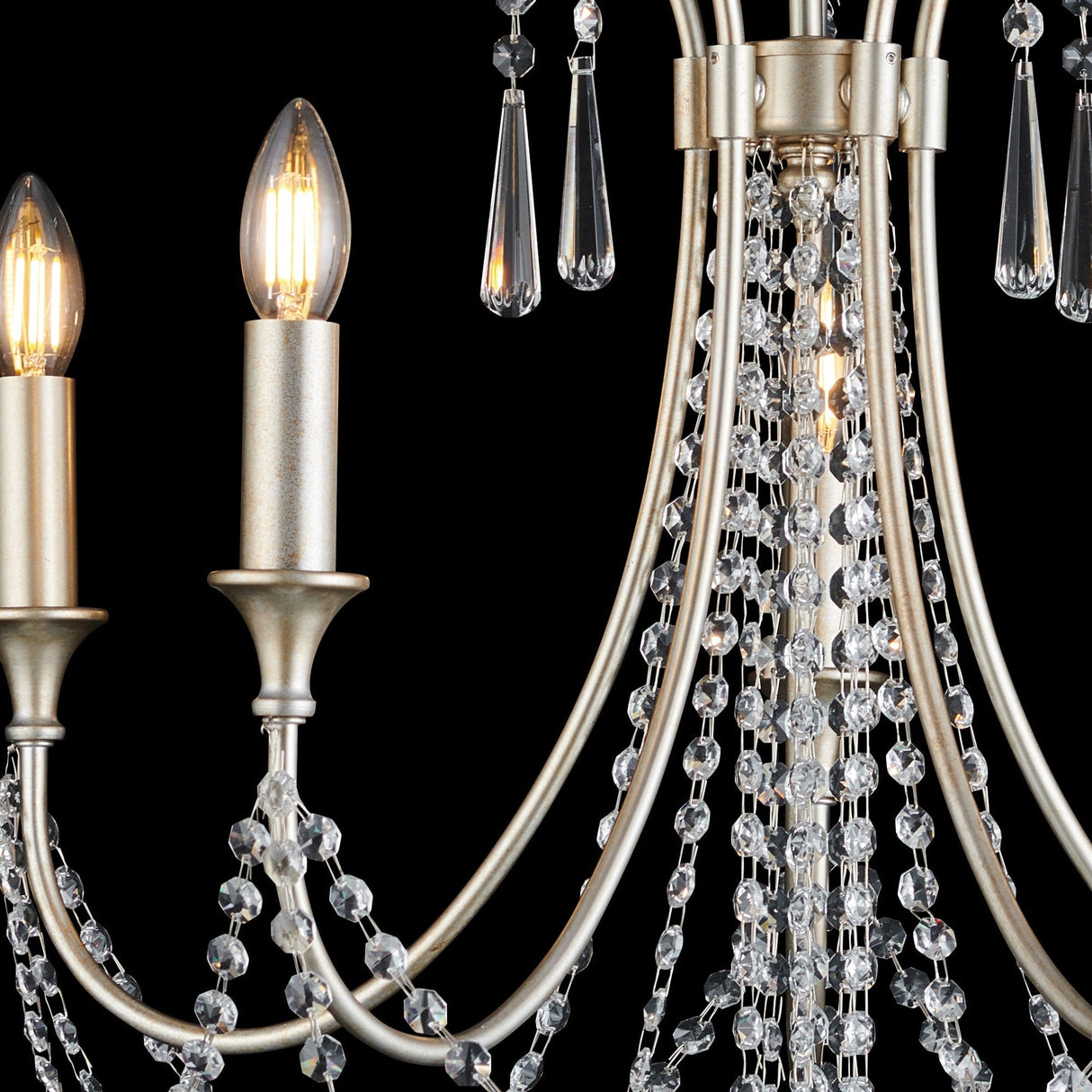 Celine 56cm 5 Light Crystal Chandelier - Aged Silver
