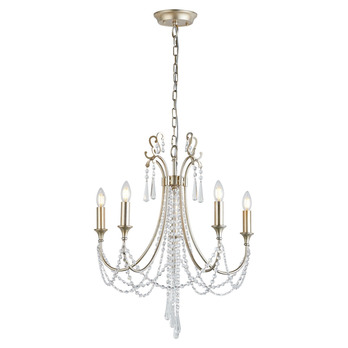 Celine 56cm 5 Light Crystal Chandelier - Aged Silver