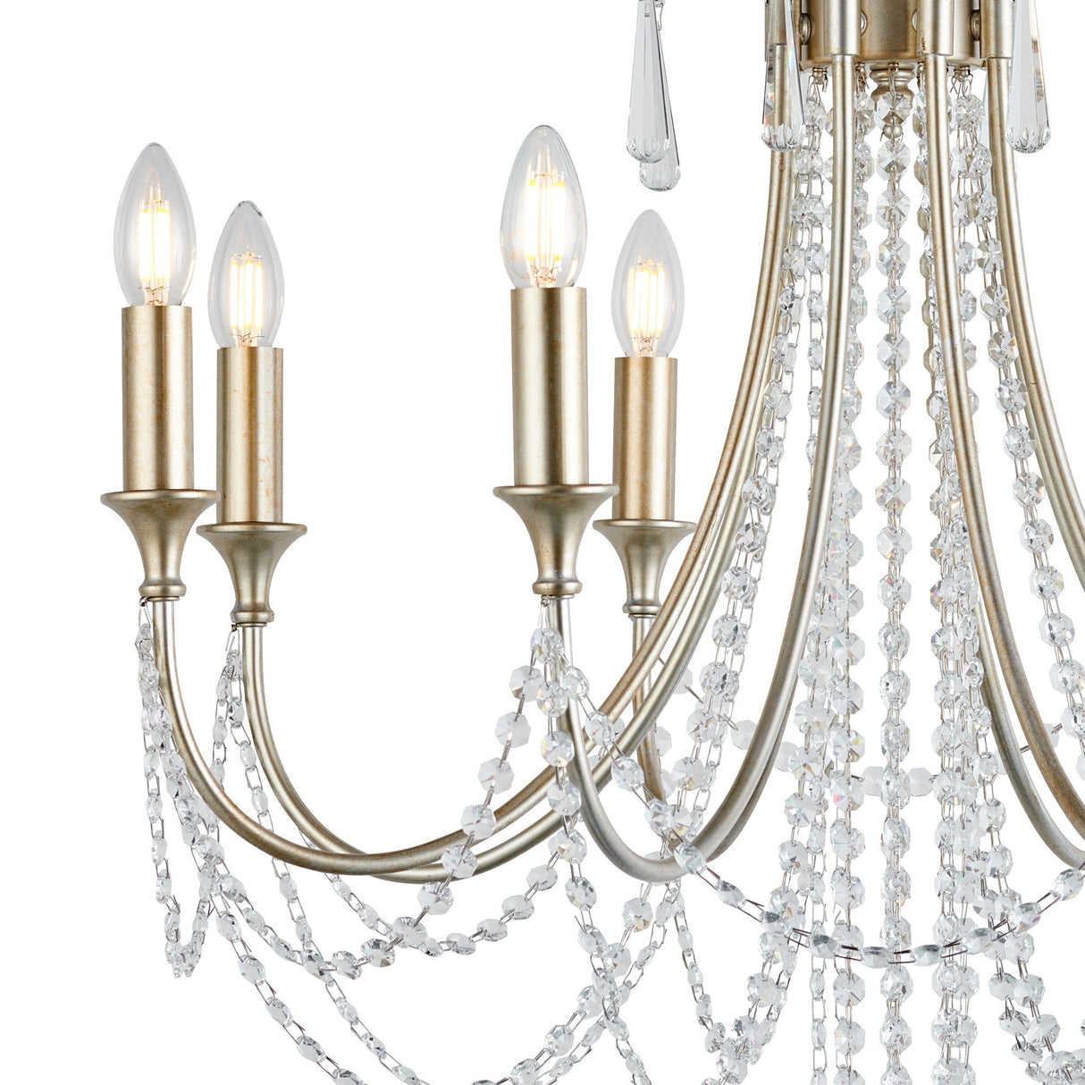 Celine 70cm 8 Light Crystal Chandelier - Aged Silver