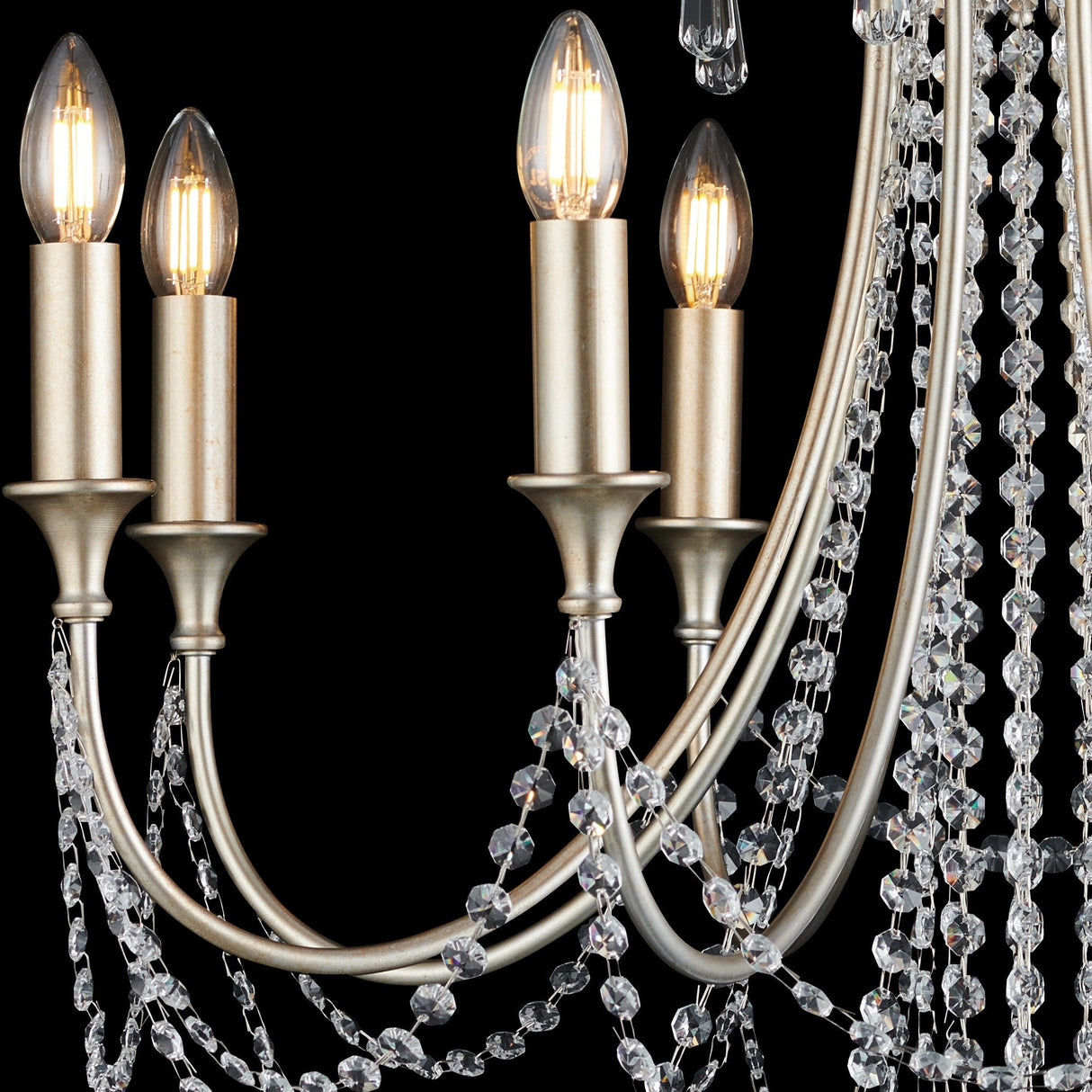 Celine 70cm 8 Light Crystal Chandelier - Aged Silver