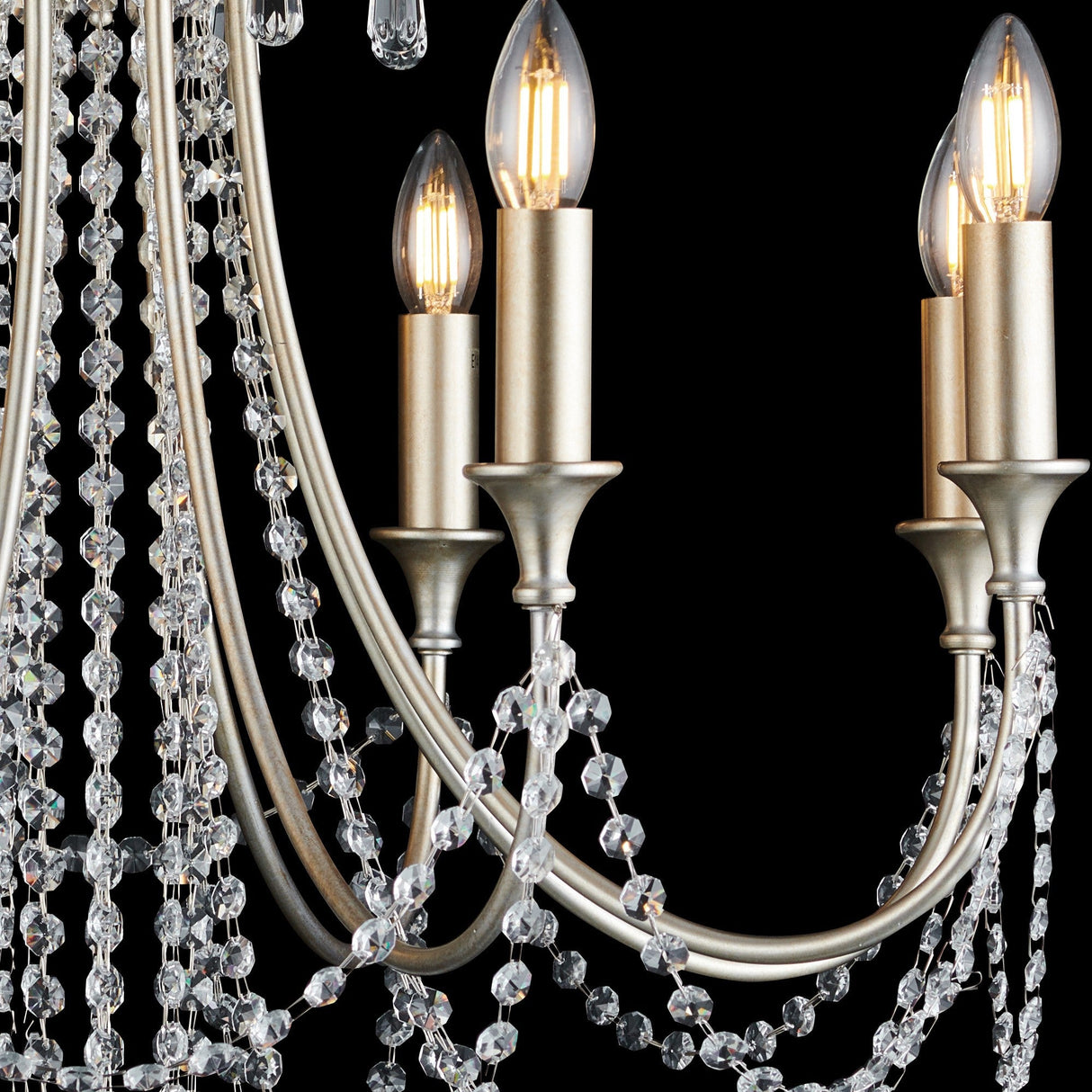 Celine 70cm 8 Light Crystal Chandelier - Aged Silver