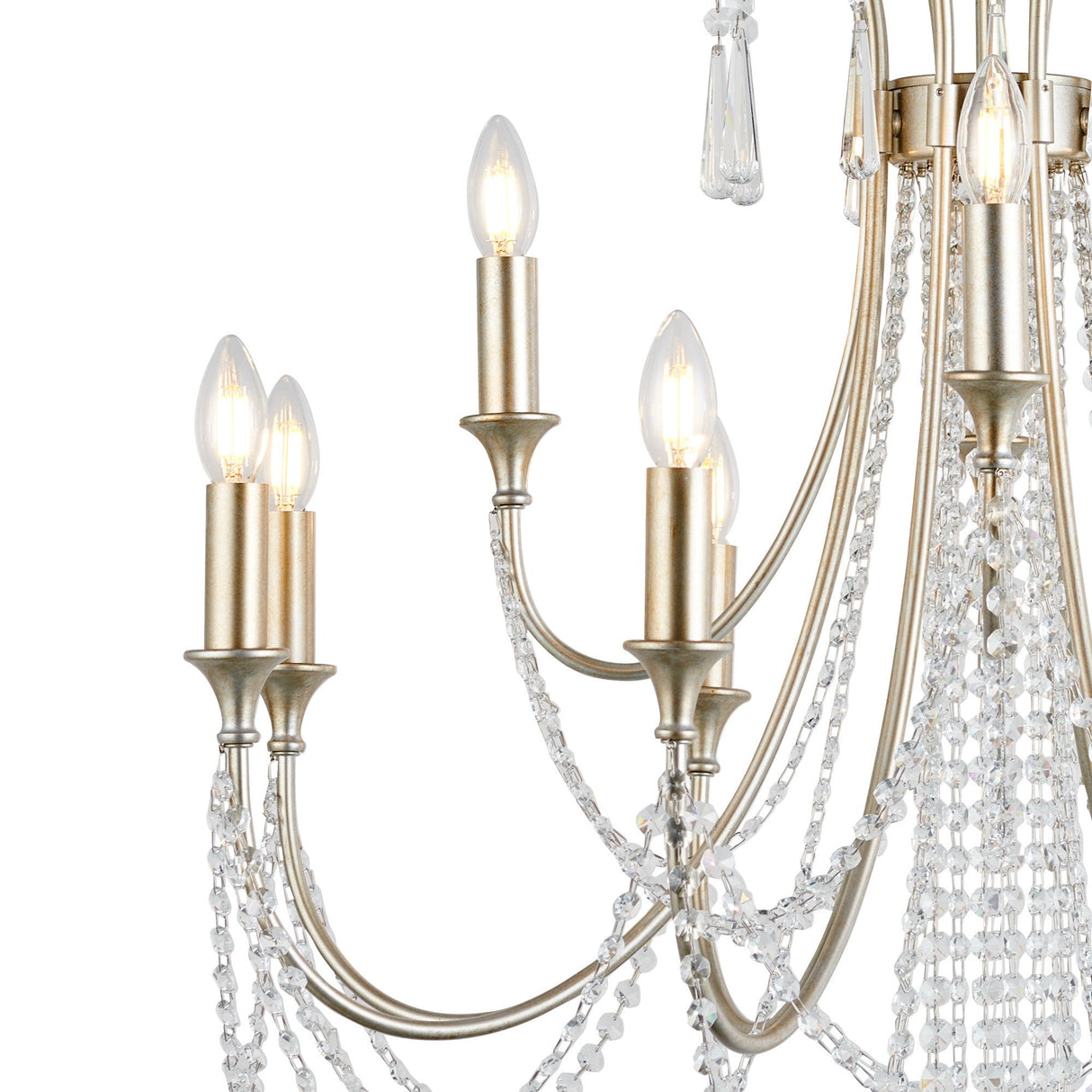 Celine 80cm 12 Light Crystal Chandelier - Aged Silver