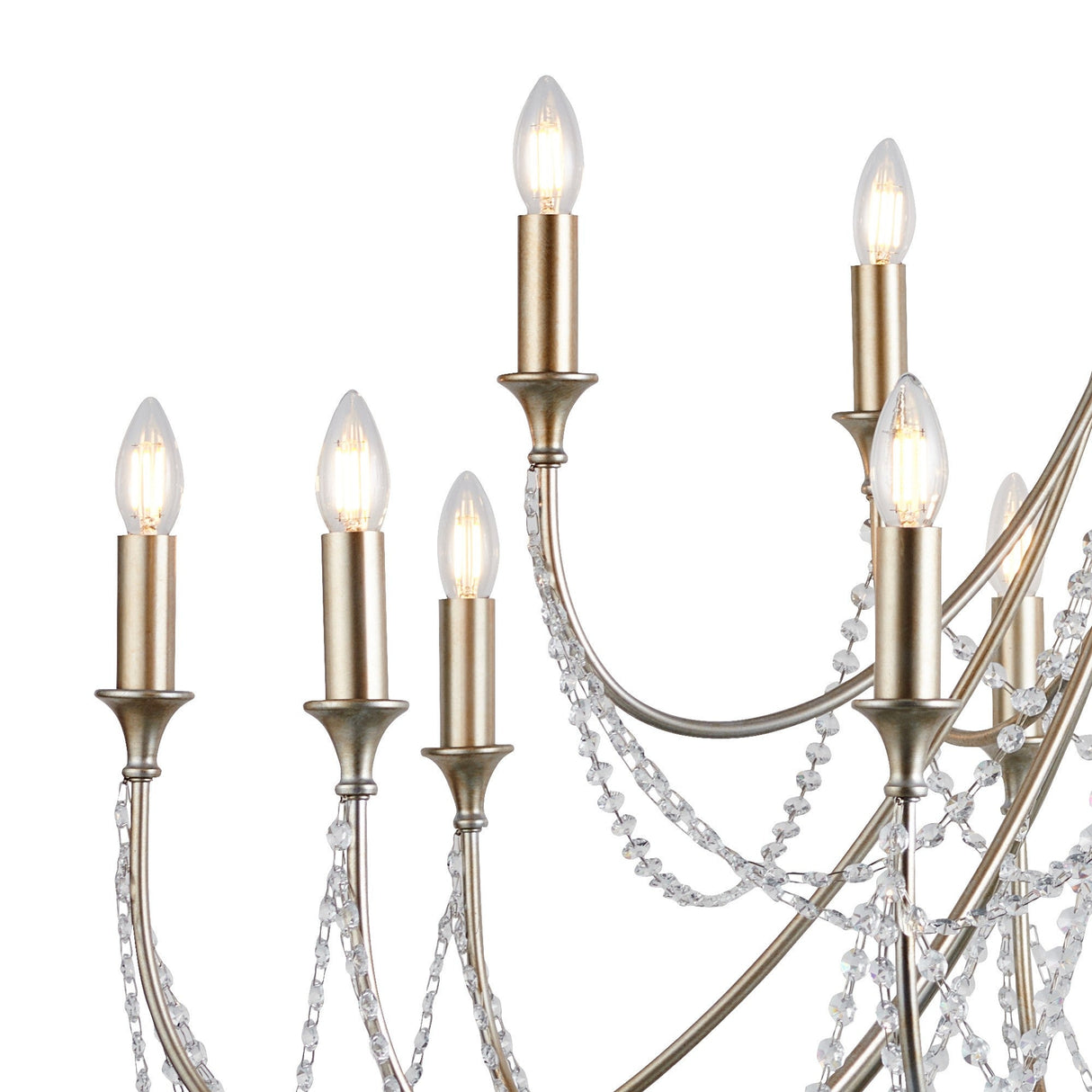 Celine 122cm 15 Light Crystal Chandelier - Aged Silver