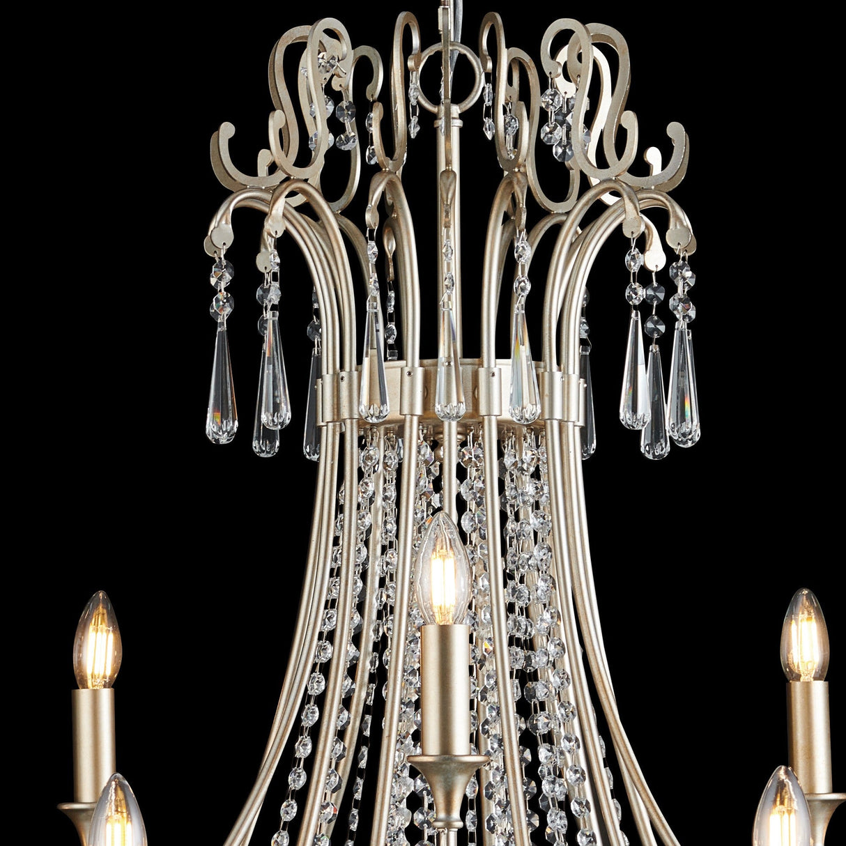 Celine 122cm 15 Light Crystal Chandelier - Aged Silver