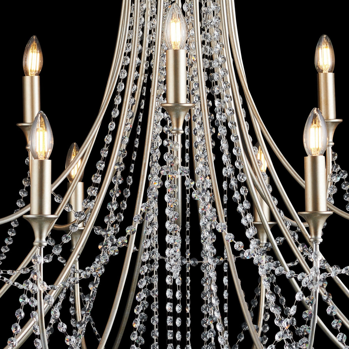 Celine 122cm 15 Light Crystal Chandelier - Aged Silver
