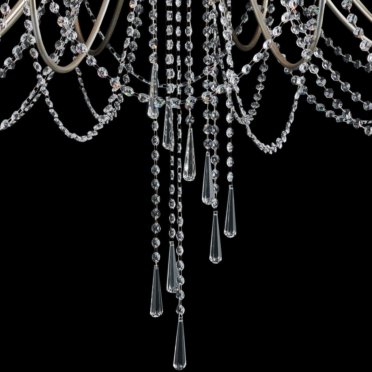 Celine 122cm 15 Light Crystal Chandelier - Aged Silver