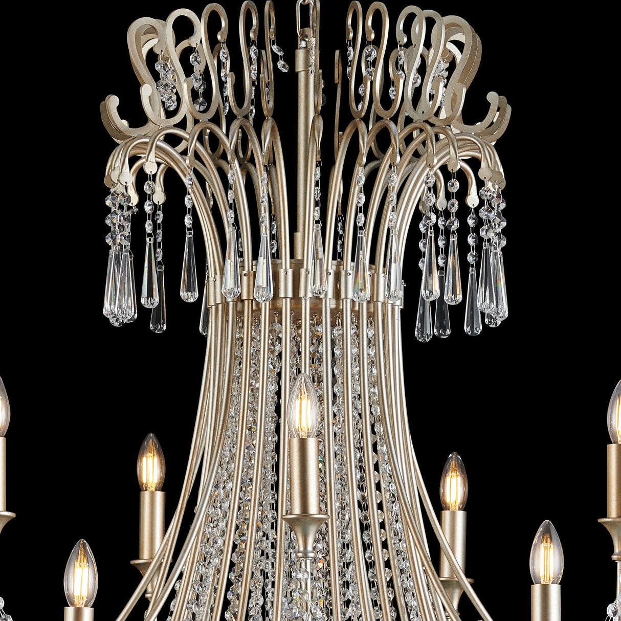 Celine 158cm 28 Light Crystal Chandelier - Aged Silver