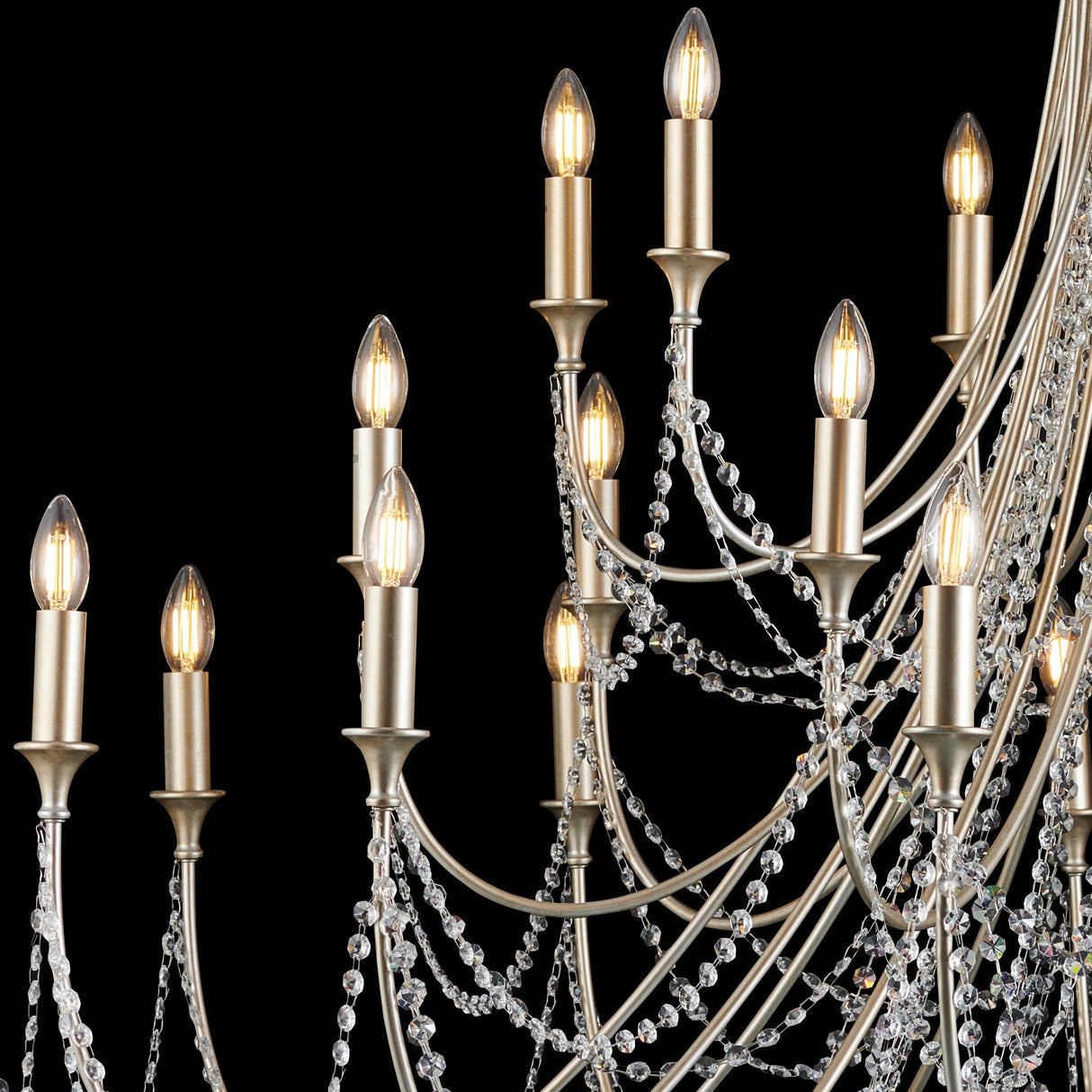 Celine 158cm 28 Light Crystal Chandelier - Aged Silver