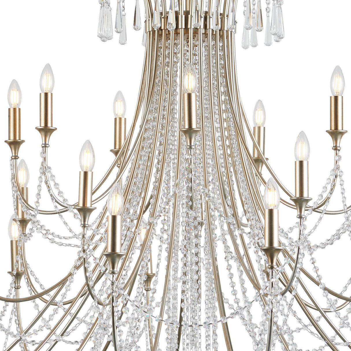 Celine 158cm 28 Light Crystal Chandelier - Aged Silver