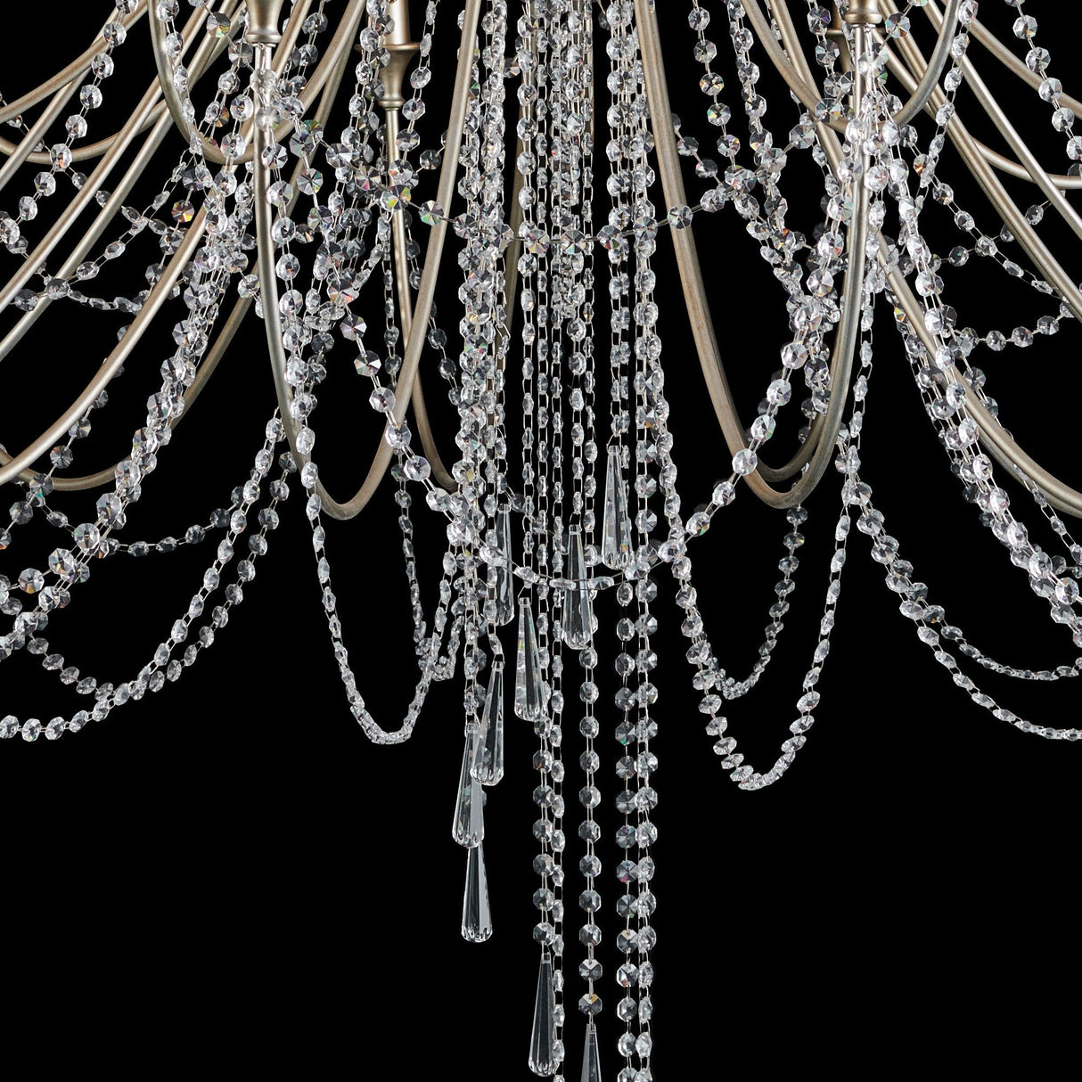Celine 158cm 28 Light Crystal Chandelier - Aged Silver