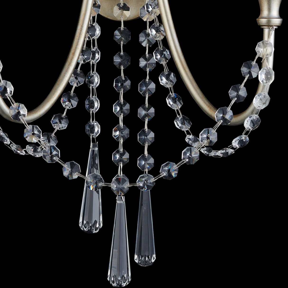 Celine 2 Light Crystal Wall Light - Aged Silver