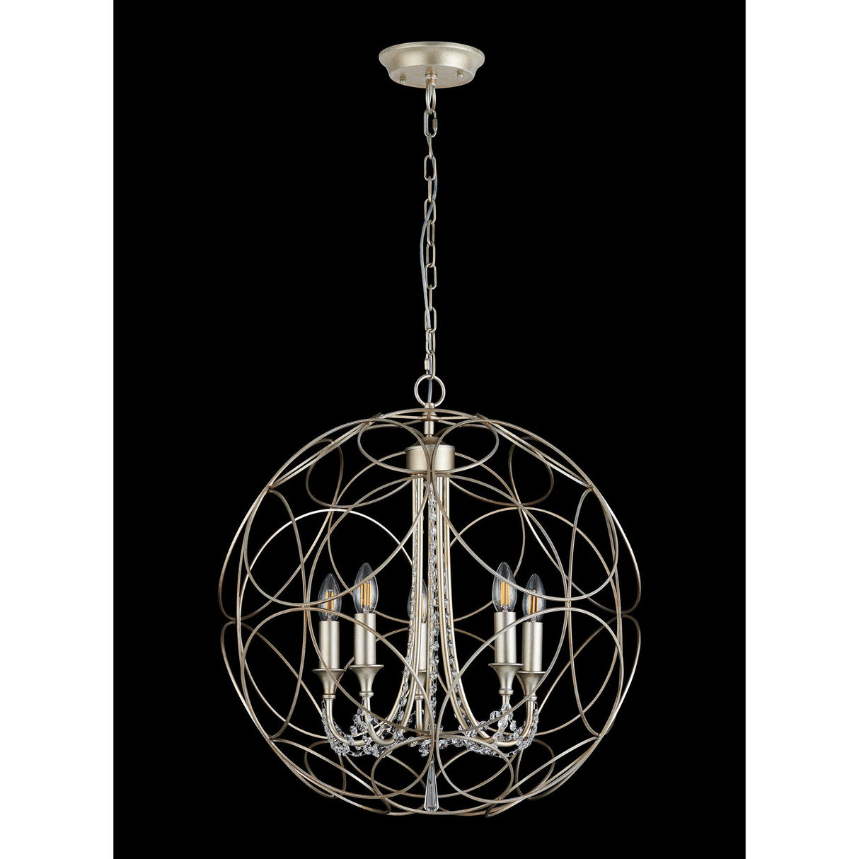 Celine 61cm Sphere 5 Light Crystal Chandelier - Aged Silver