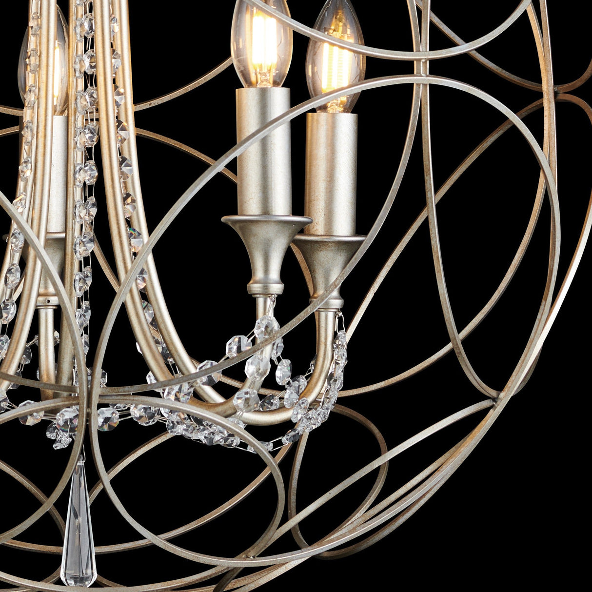 Celine 61cm Sphere 5 Light Crystal Chandelier - Aged Silver