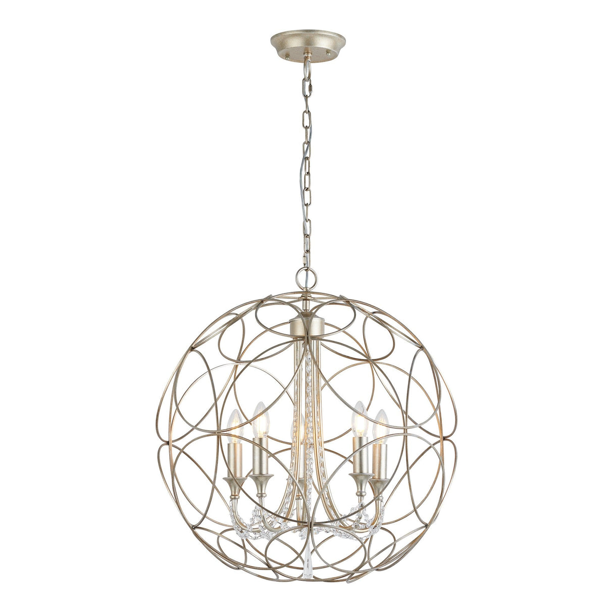 Celine 61cm Sphere 5 Light Crystal Chandelier - Aged Silver