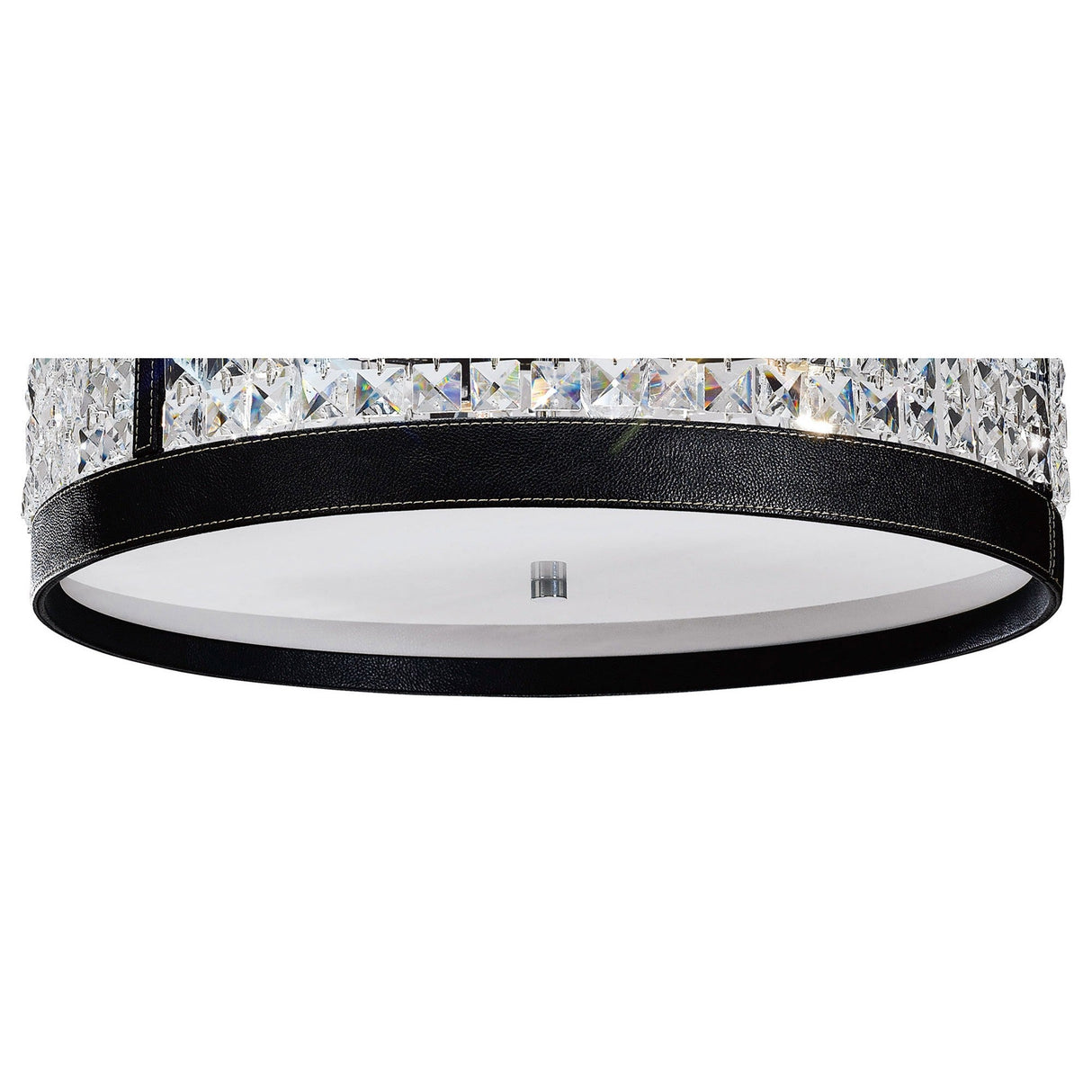 Celsa 4 Light Faux Leather Crystal Flush Ceiling Light - Black