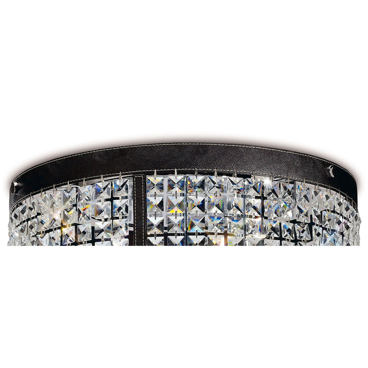 Celsa 4 Light Faux Leather Crystal Flush Ceiling Light - Dark Brown