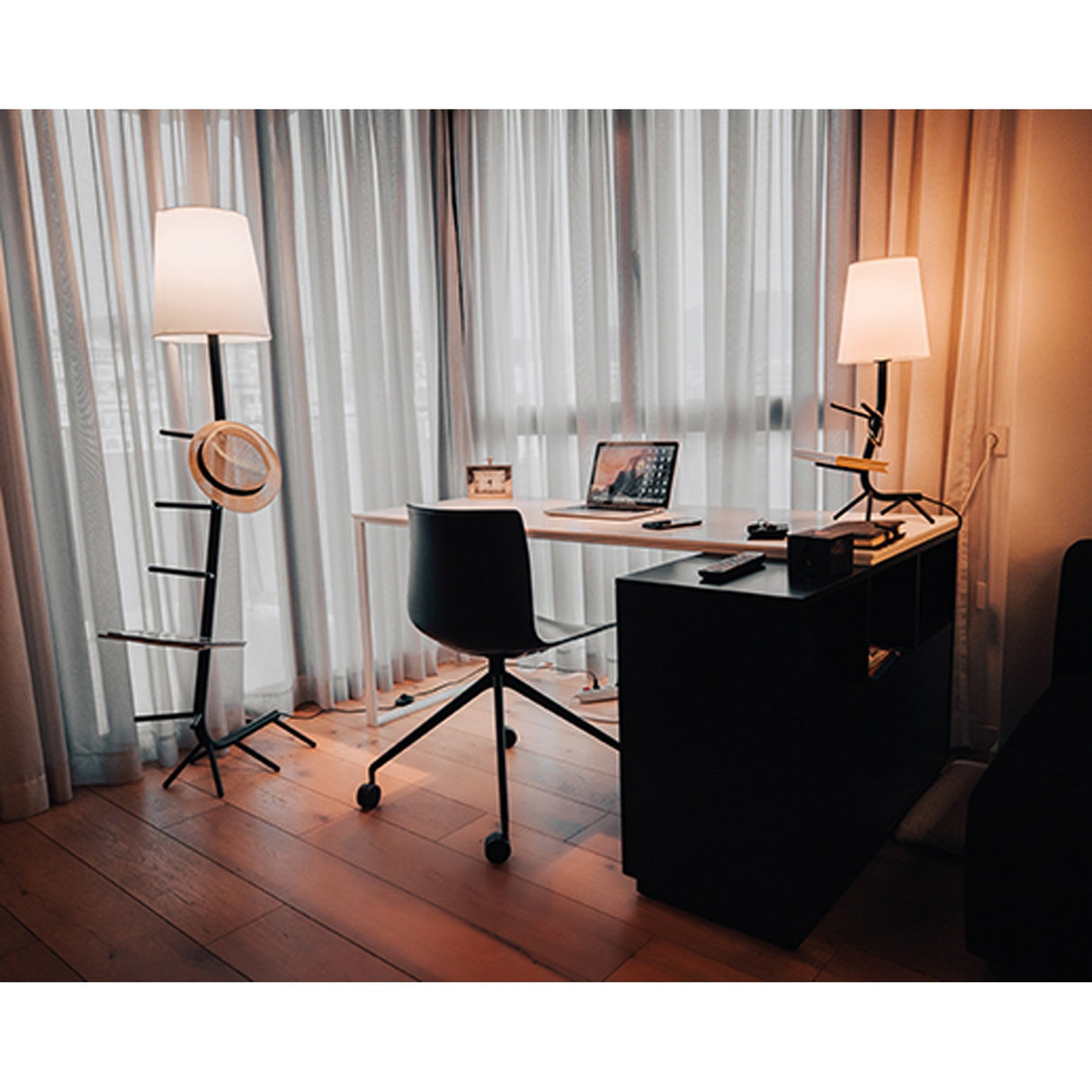 Centipede 1 Light Table Lamp - Black With White Shade