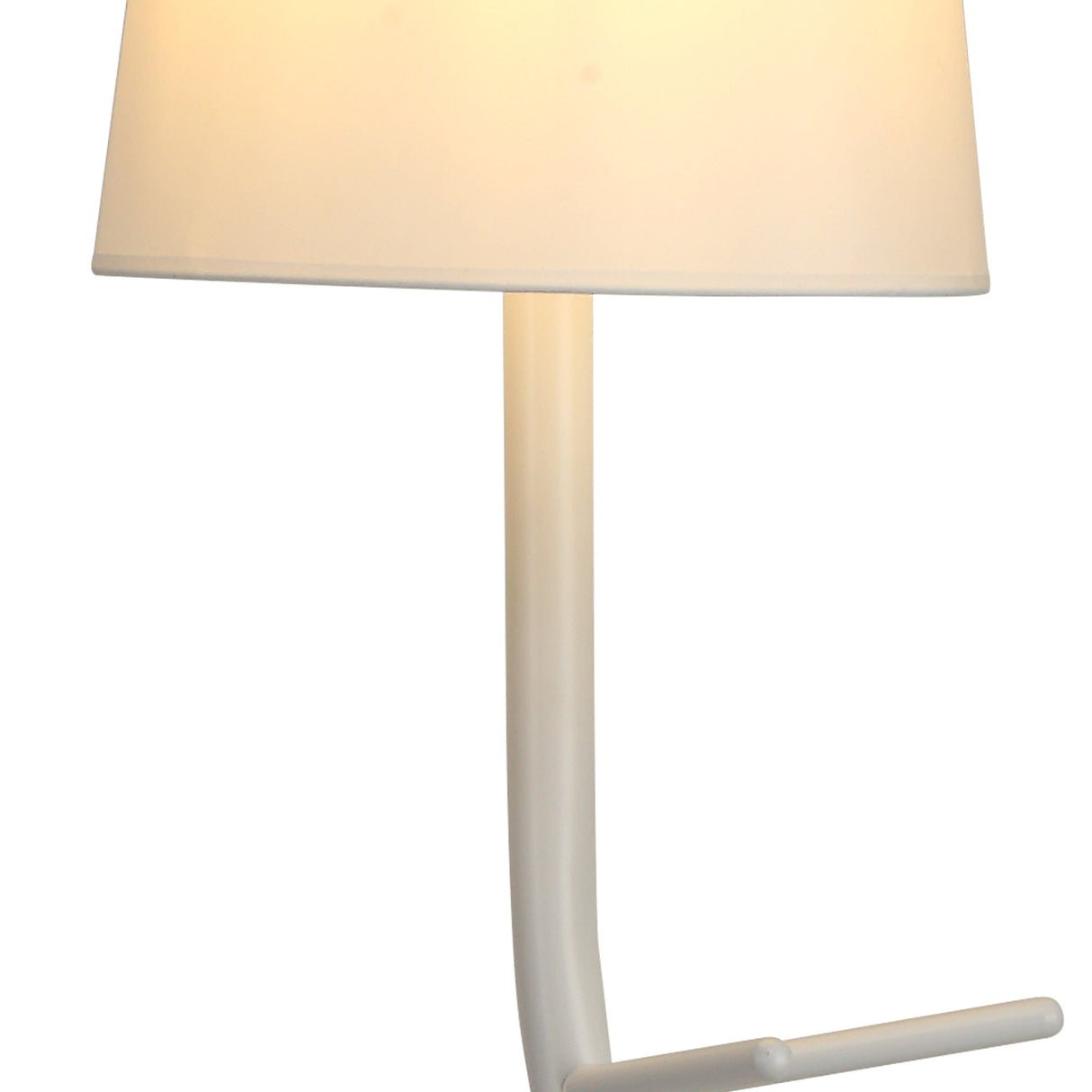 The Centipede 1 Light Floor Lamp features a white base and a round white shade, turned on to emit a soft, warm glow—ideal for adding gentle ambient lighting to any room.