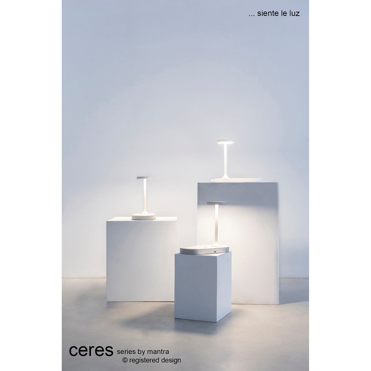 Ceres LED Table Lamp With Mobile Phone Charger & USB Charger - White