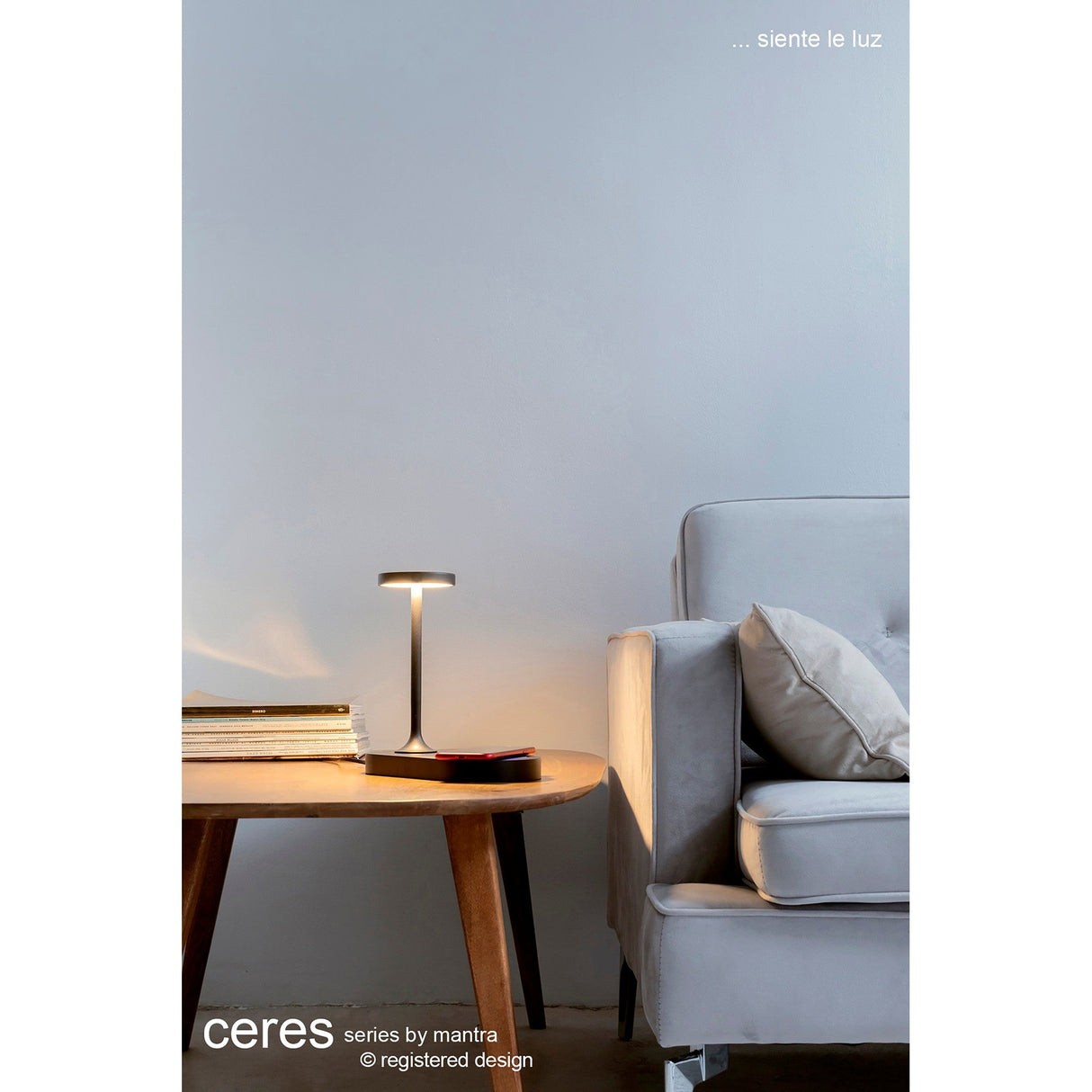 Ceres LED Table Lamp With Mobile Phone Charger & USB Charger - Black