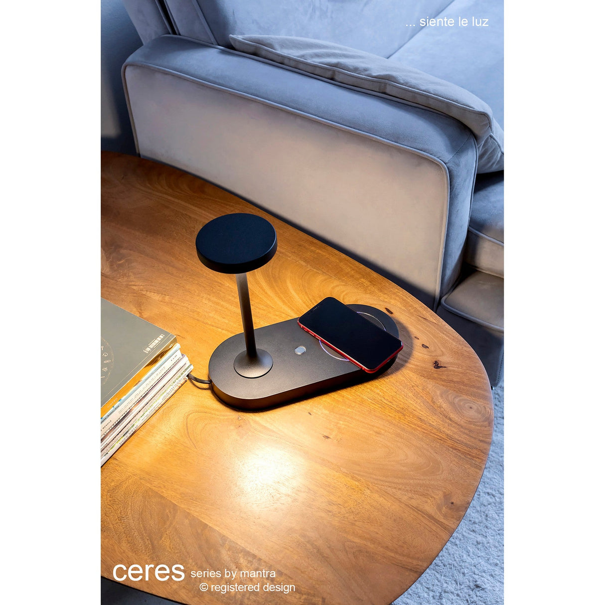 Ceres LED Table Lamp With Mobile Phone Charger & USB Charger - Black