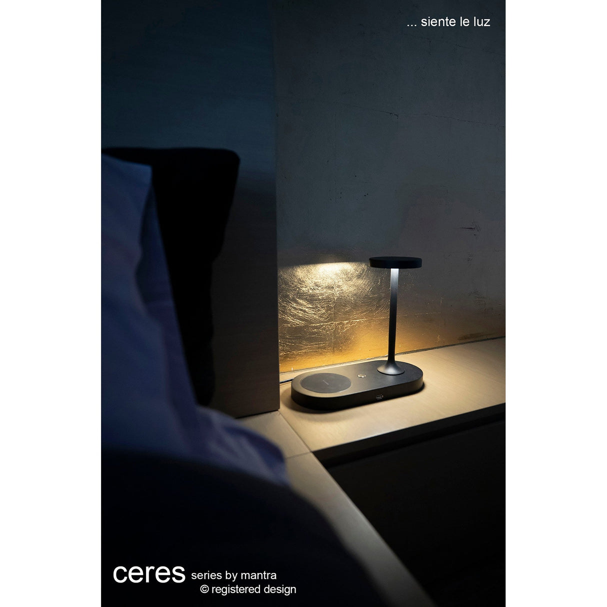 Ceres LED Table Lamp With Mobile Phone Charger & USB Charger - Black