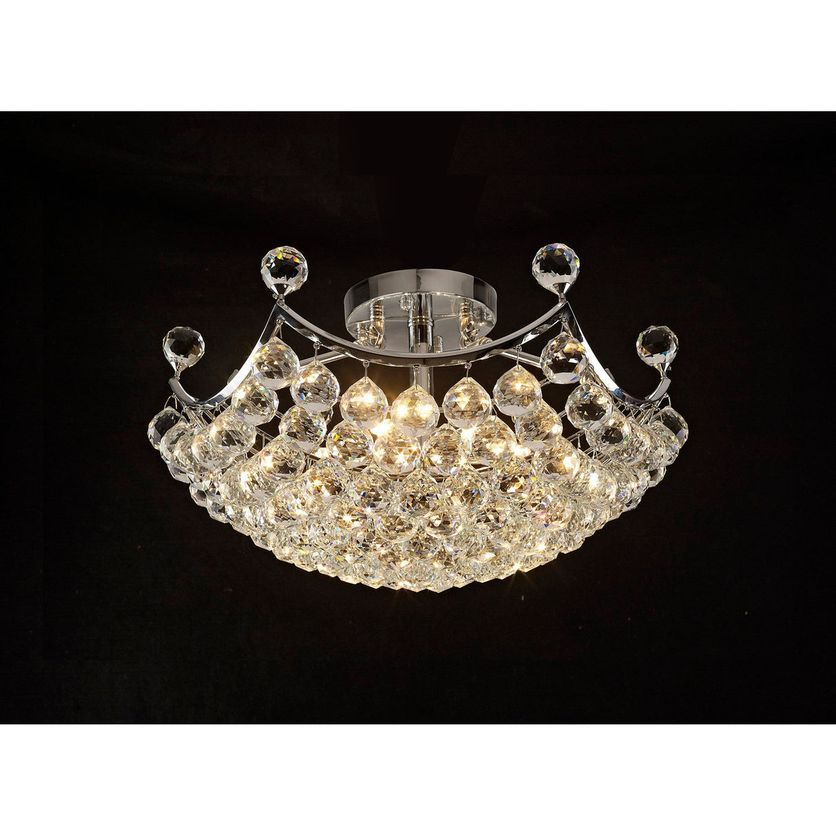 Cesto 6 Light Crystal Semi-Flush Ceiling Light - Polished Chrome