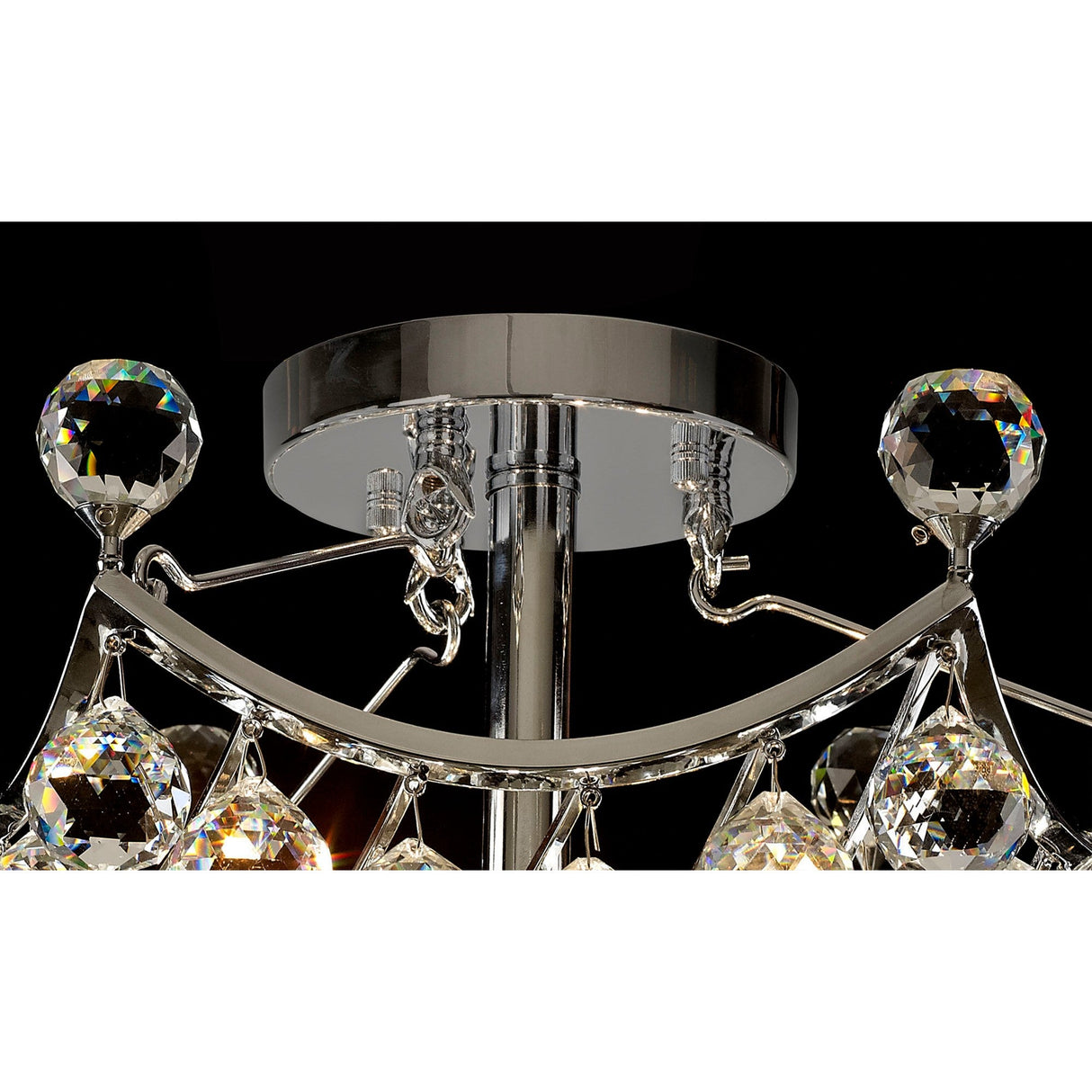 Cesto 4 Light Crystal Semi-Flush Ceiling Light - Polished Chrome