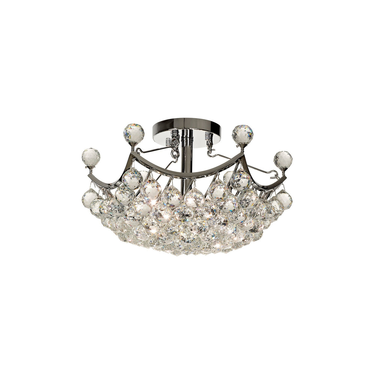 Cesto 4 Light Crystal Semi-Flush Ceiling Light - Polished Chrome