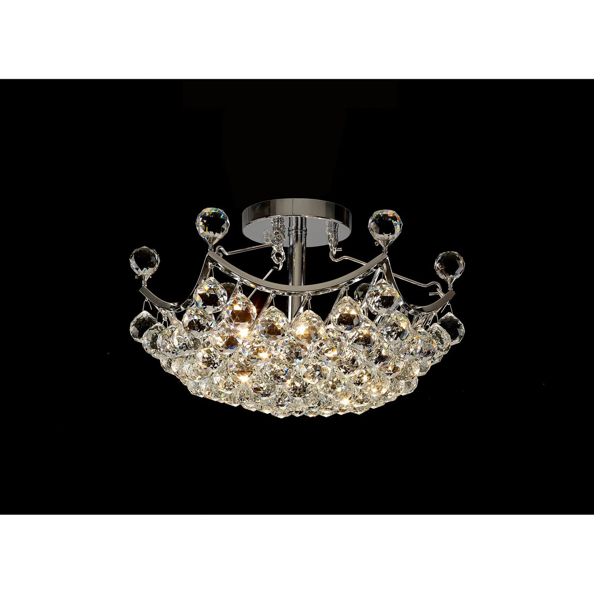 Cesto 4 Light Crystal Semi-Flush Ceiling Light - Polished Chrome