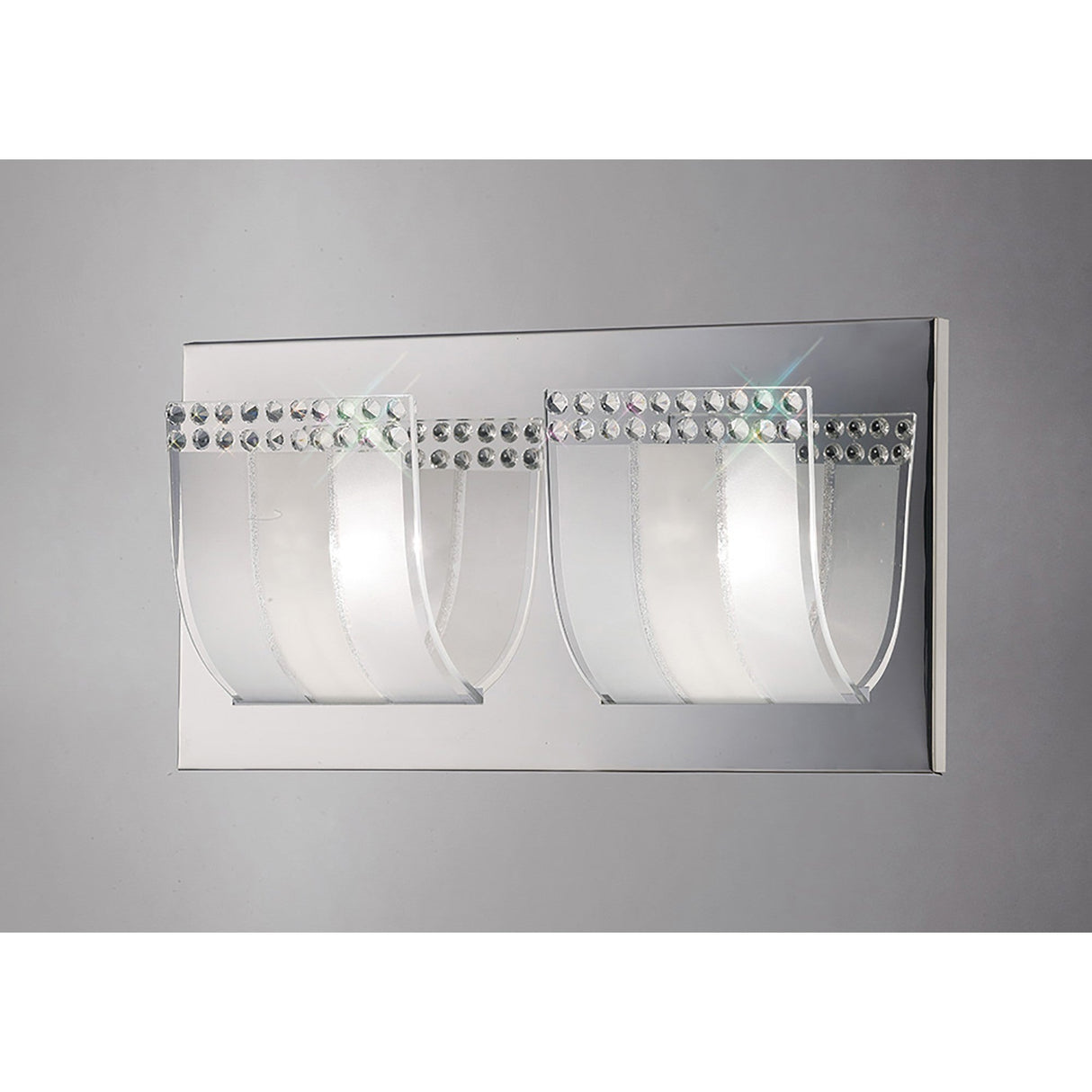 Charis 2 Light Glass & Crystal Wall Light With Switch - Chrome
