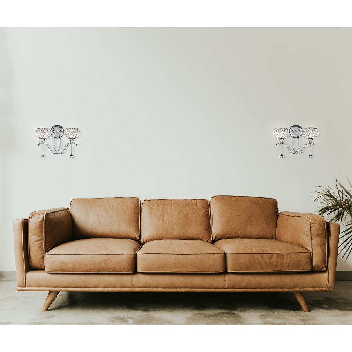 Chelsie 2 Light Beaded Glass Wall Light - Chrome